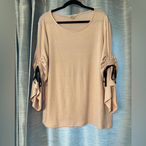 Juicy Couture Tops - Juicy Couture Blush Pink Top with Black Ribbon Accents Y2K Vintage